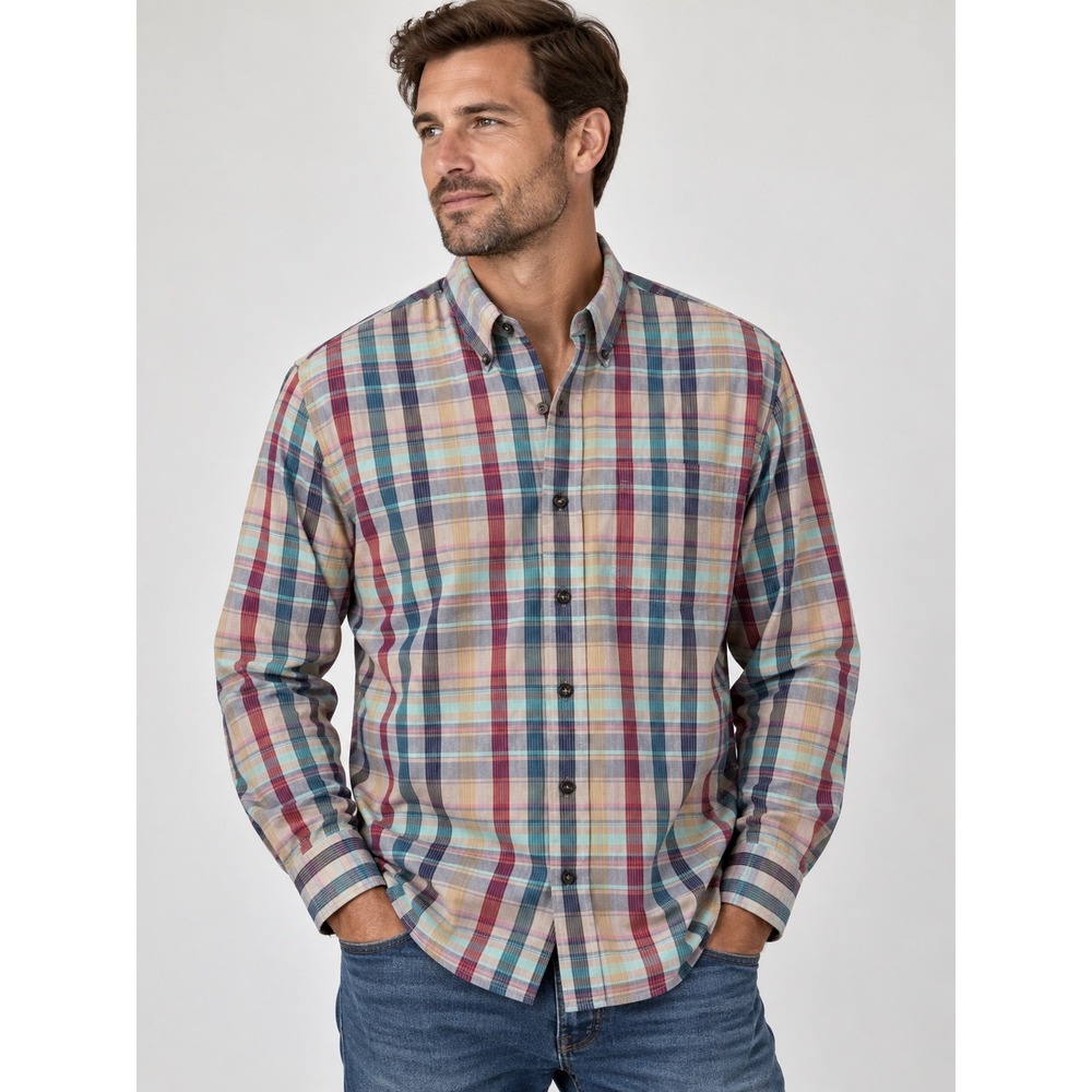 IZOD Mens Vintage Button Down Shirt Medium Long Sleeve Multi Color Cotton Blend
